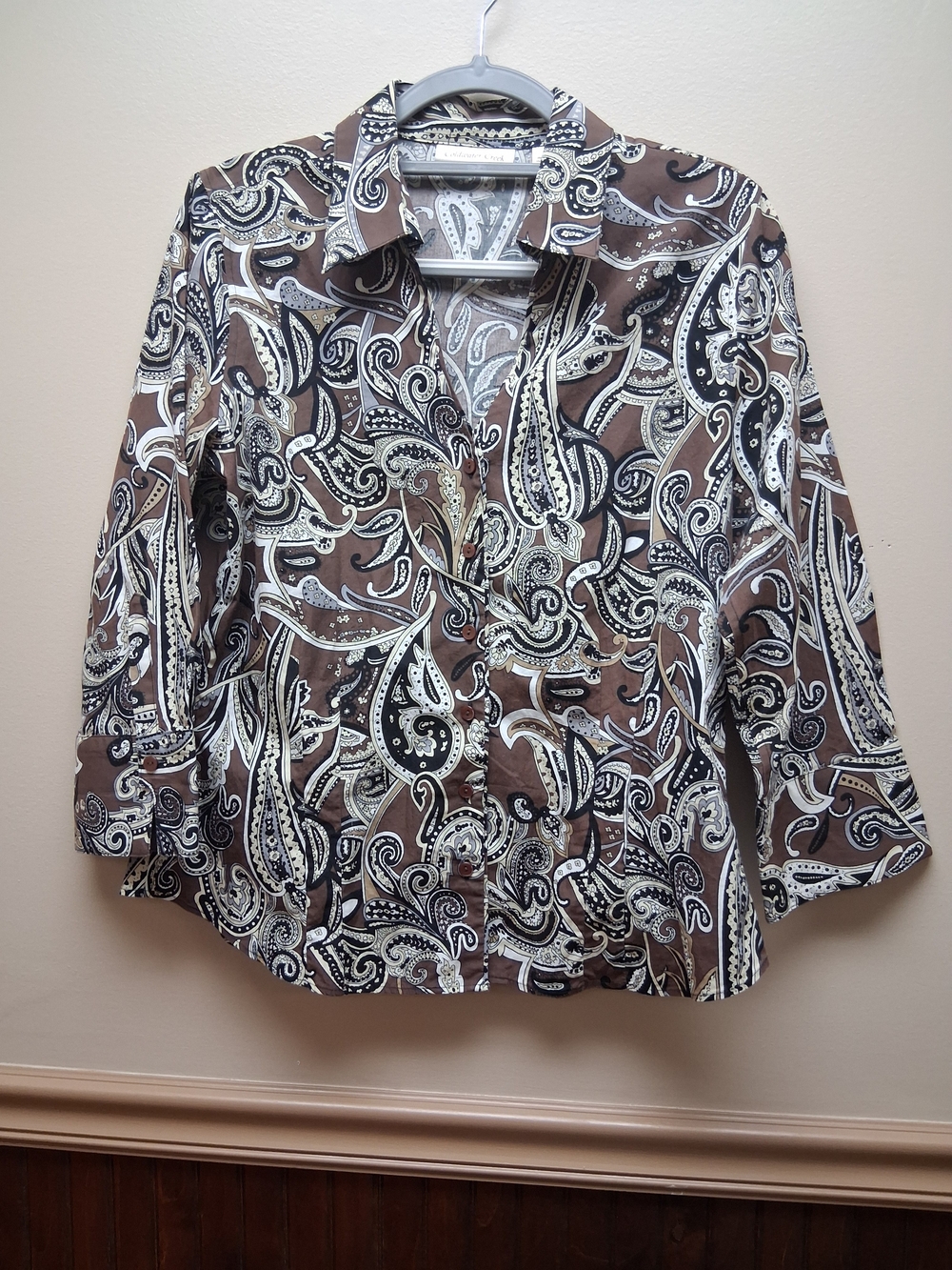 Coldwater Creek Women's Paisley Print Button-Up Blouse Size M